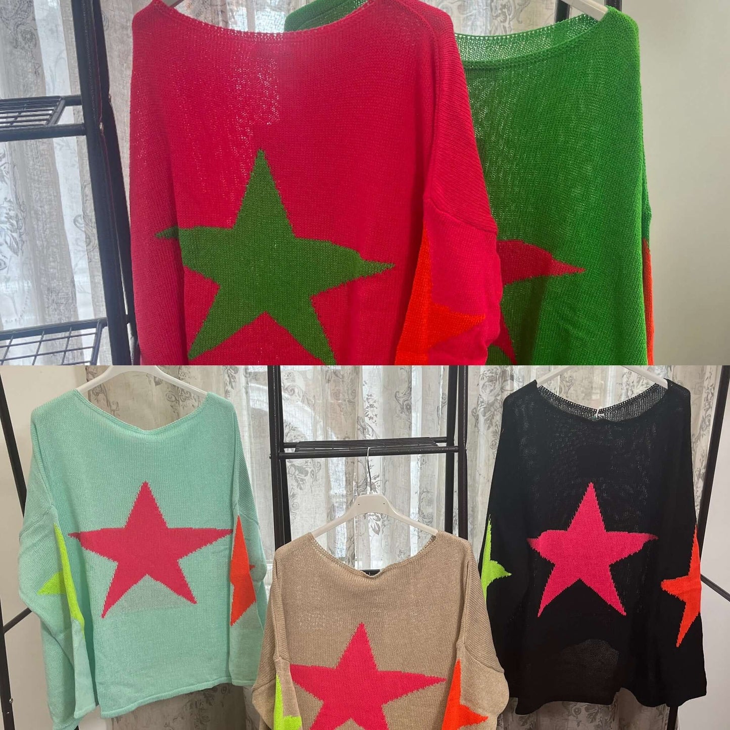 Star Back Lightweight Knit Jumper - Cotton Mix