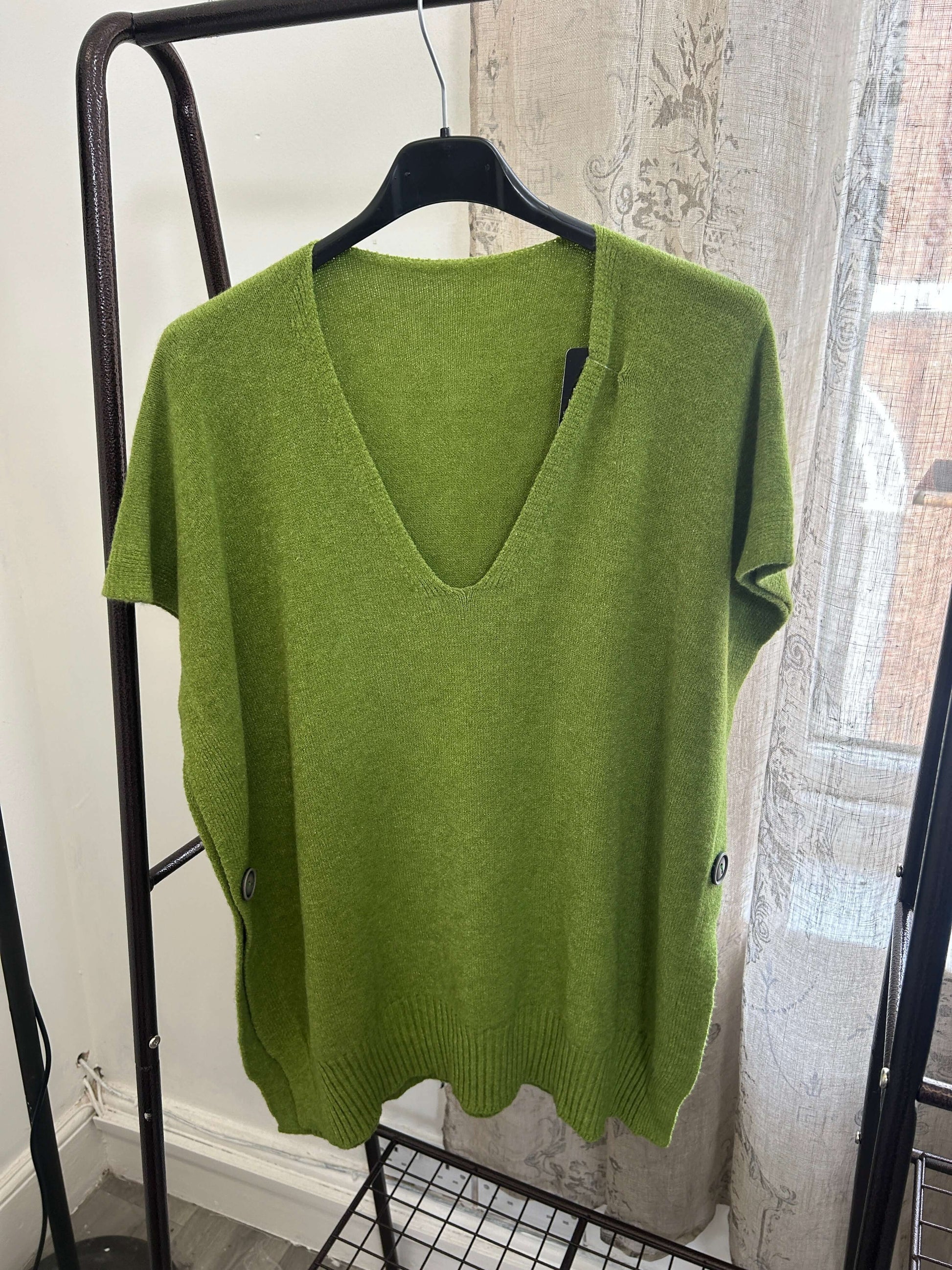 Vanessa V Neck Tabard Knit with Button Detail