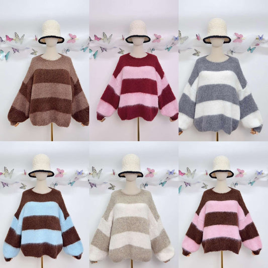 Zahra Fluffy Block Stripe Jumper