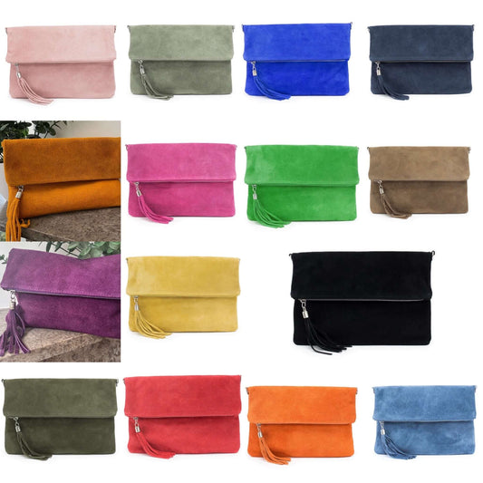 Real Suede Folded Pouch Bag