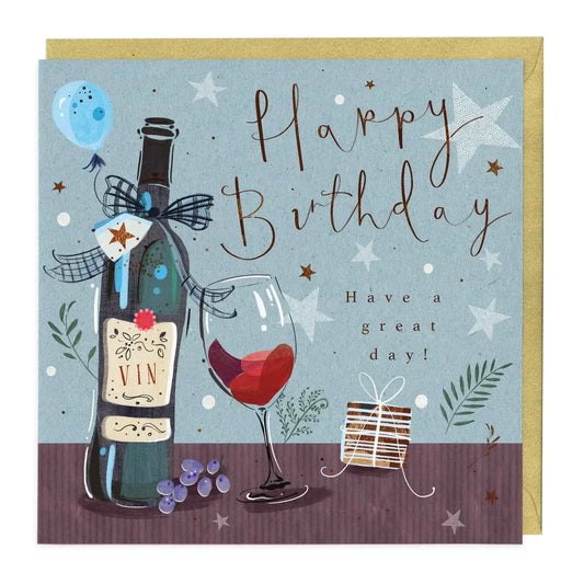 Red Wine and Gifts Birthday Card