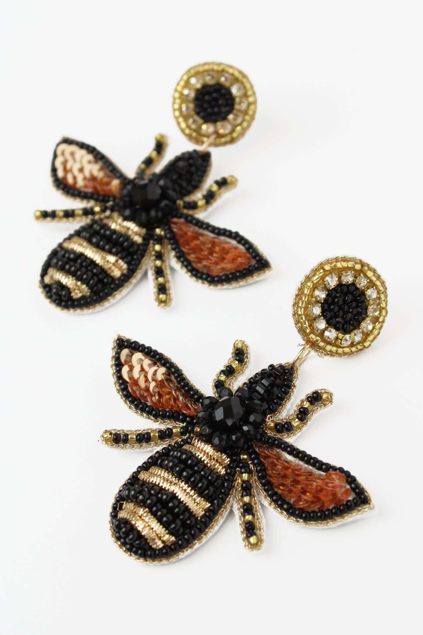 Bee Beaded Drop Earrings
