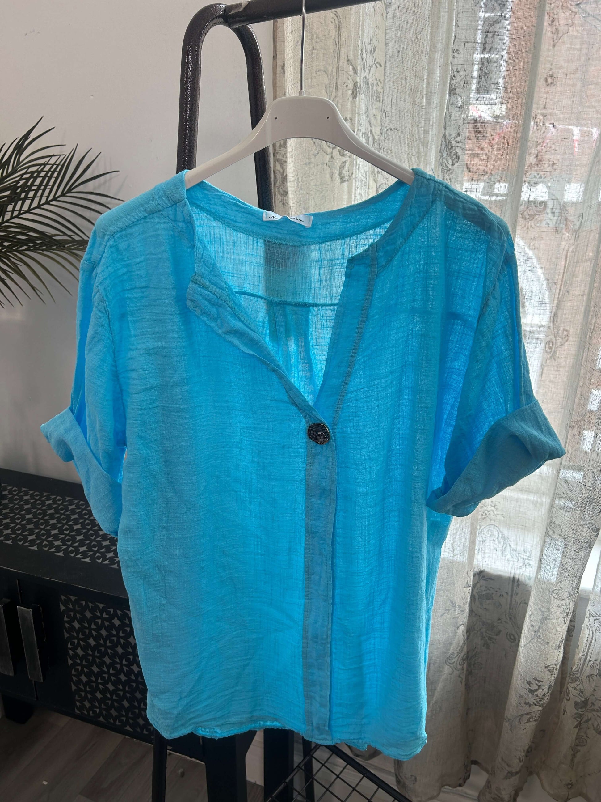 Atlanta One Button Boxy Slouchy Blouse