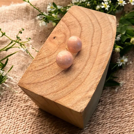 Jess & Lou - Dome stone Stud Earrings in Pink