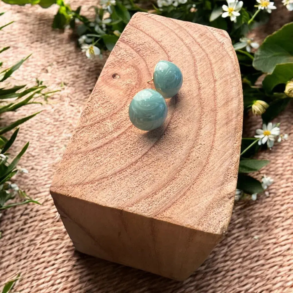 Jess & Lou - Stone Dome Stud Earrings in Sky Blue