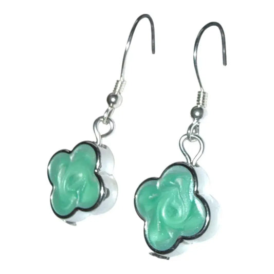 Jess & Lou - Pearlescent Clover Drop Earring Aqua