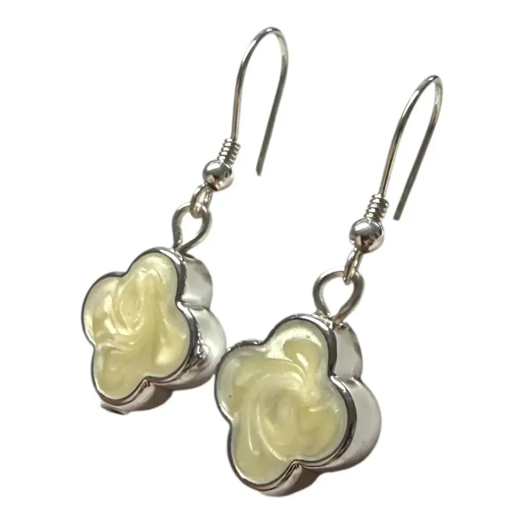 Jess & Lou - Pearlescent Clover Drop Earring White