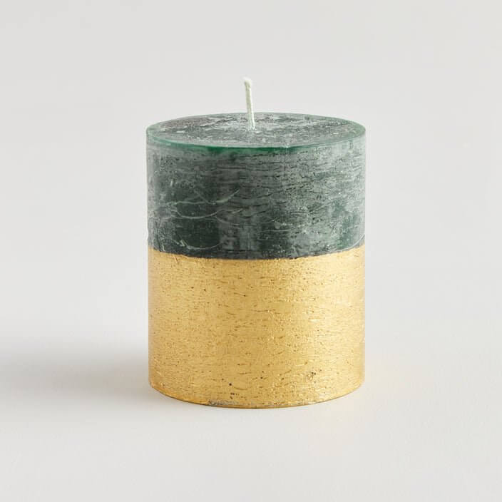 St Eval Artisan Candles - Christmas Winter Thyme Half-Dipped Gold Pillar Candle