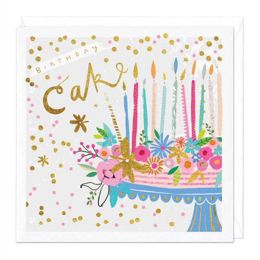 Spotty Floral Cake Birthday Card