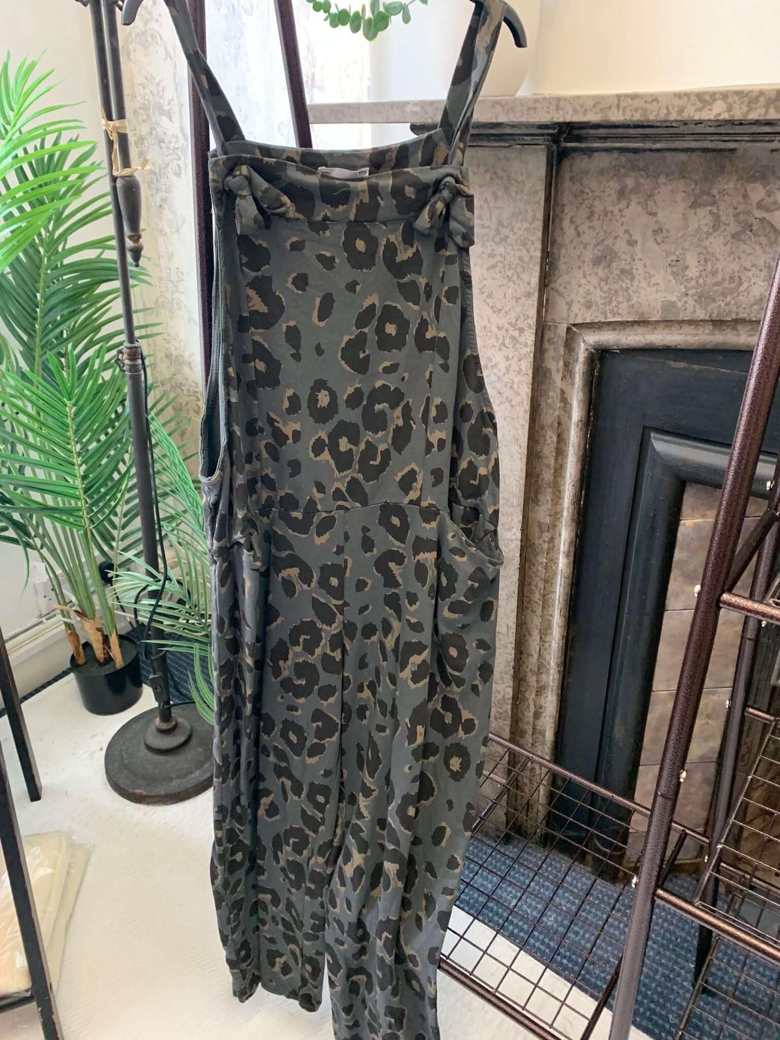 Leopard Jersey Dungarees