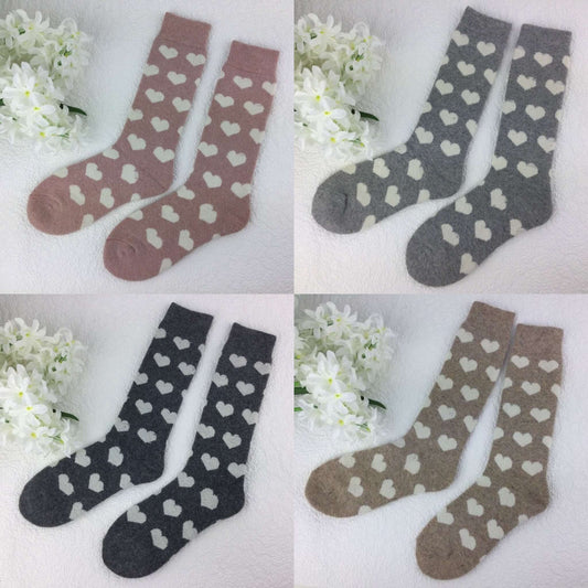 Weelis Wool Mix Womens Long Heart Socks