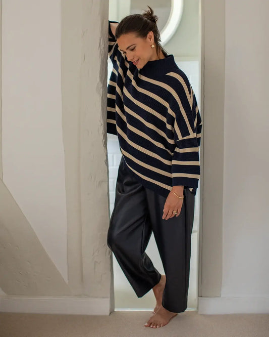 Chalk UK - Vicki Jumper Stripe Navy/Sand