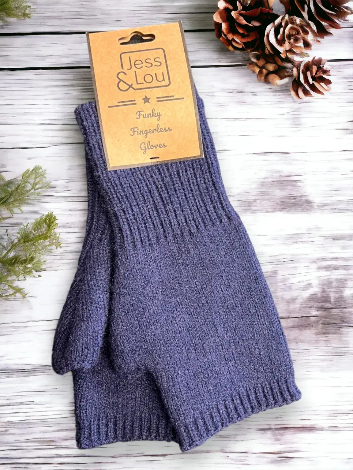 Jess & Lou - Cosy Plain Knit Fingerless Gloves