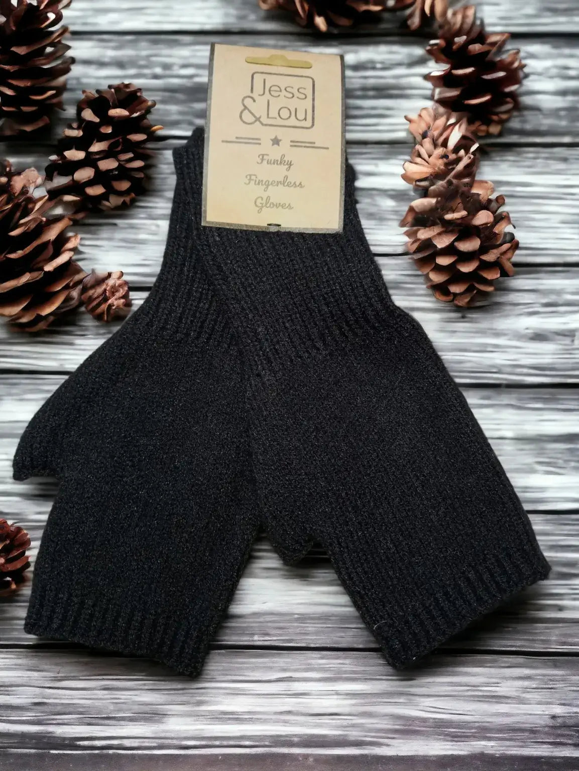 Jess & Lou - Cosy Plain Knit Fingerless Gloves