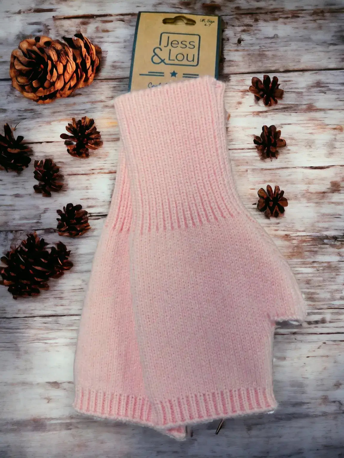 Jess & Lou - Cosy Plain Knit Fingerless Gloves