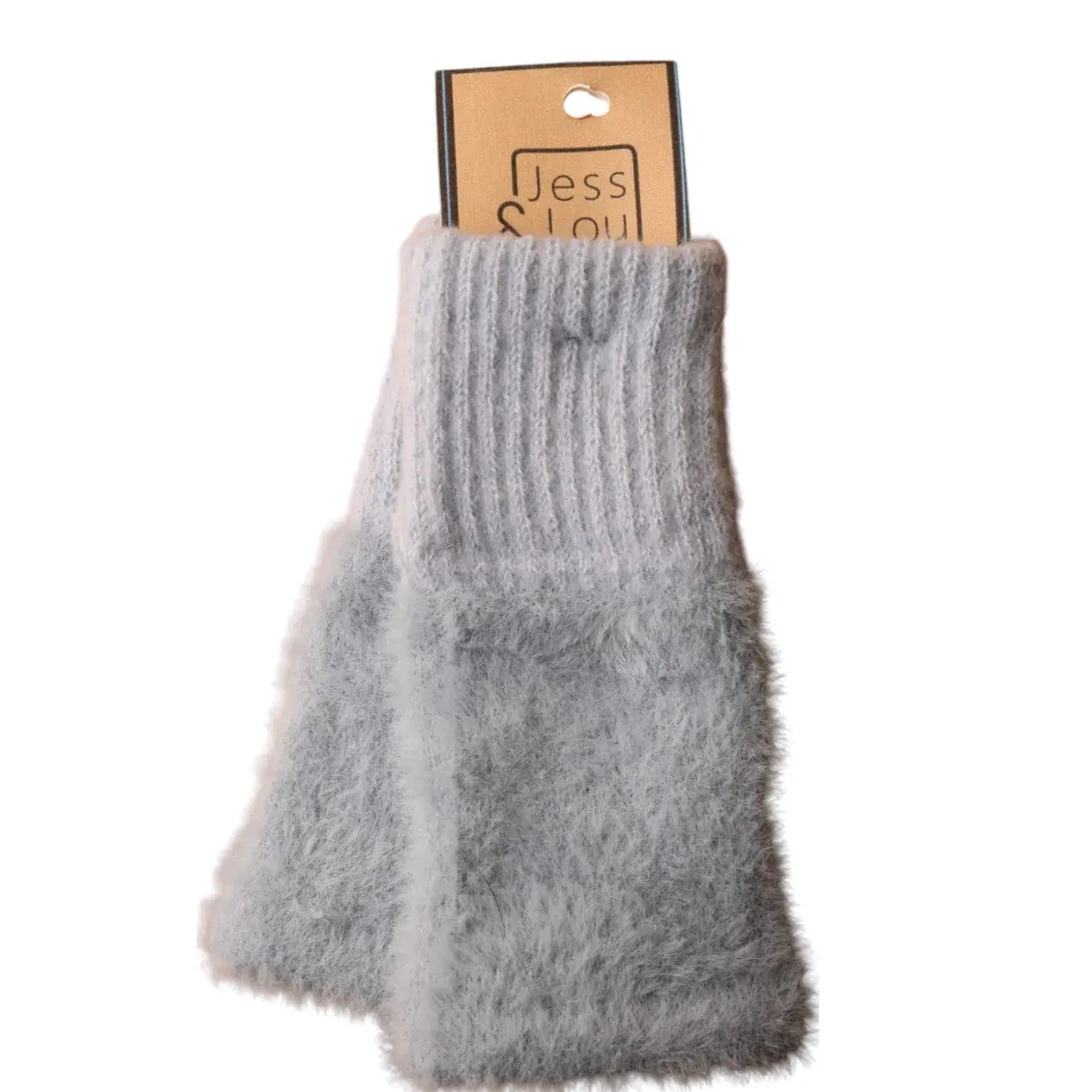 Jess & Lou - Fluffy Knit Fingerless Gloves