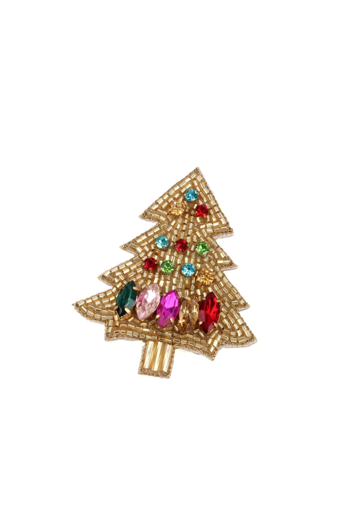 Gold and Rainbow Christmas Tree Brooch