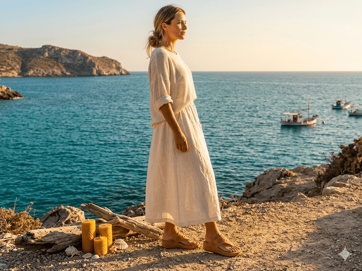 Corina - Tan Touch Fastening Toe Post Wedge Sandal