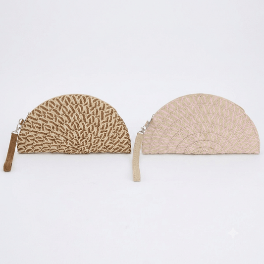 Woven Half Circle Clutch Bag - Two Colours