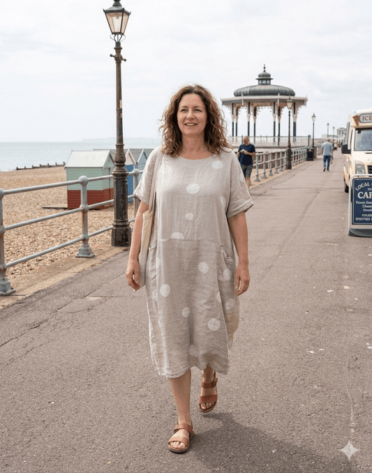 Winnie Polka Dot spotty Linen Dress