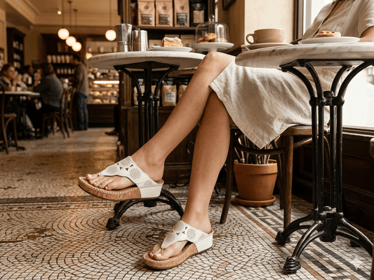 Corina - White Touch Fastening Toe Post Wedge Sandal