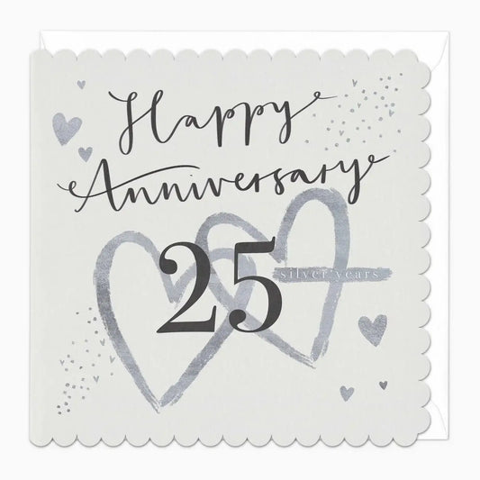 Silver 25th Anniversary Scalloped Card