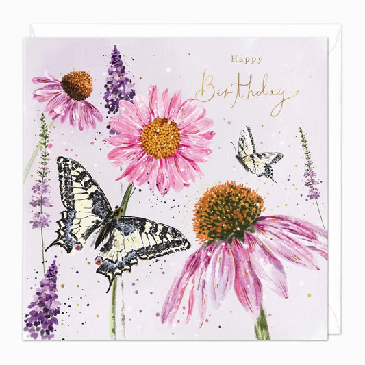 Echinacea Butterflies Birthday Card