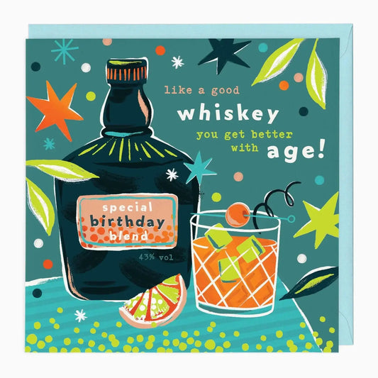 Neon Whiskey Birthday Card