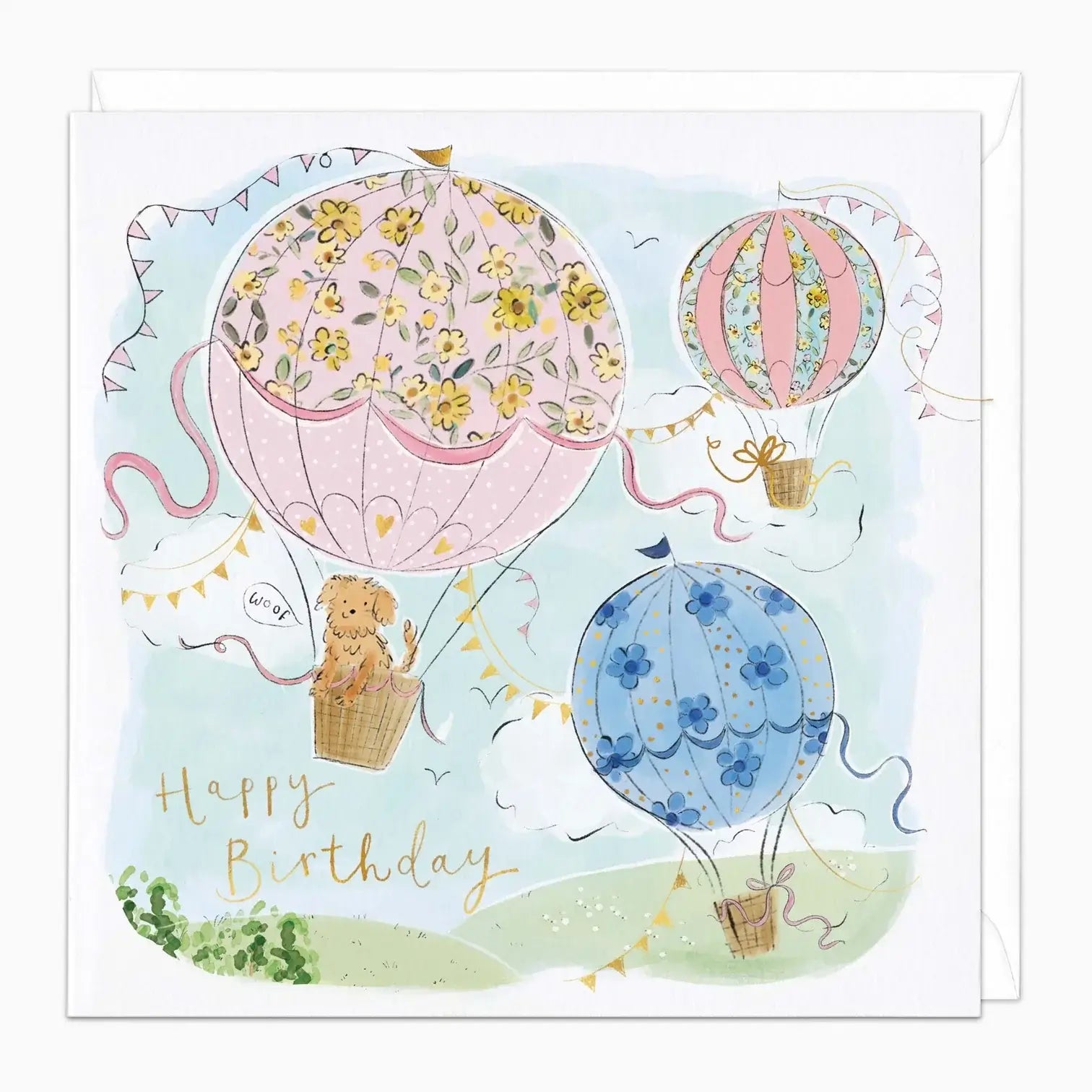 Scruffy in the Sky Birthday Card