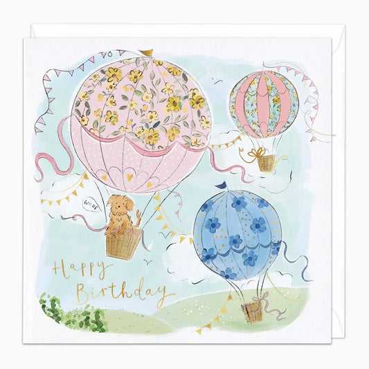 Scruffy in the Sky Birthday Card