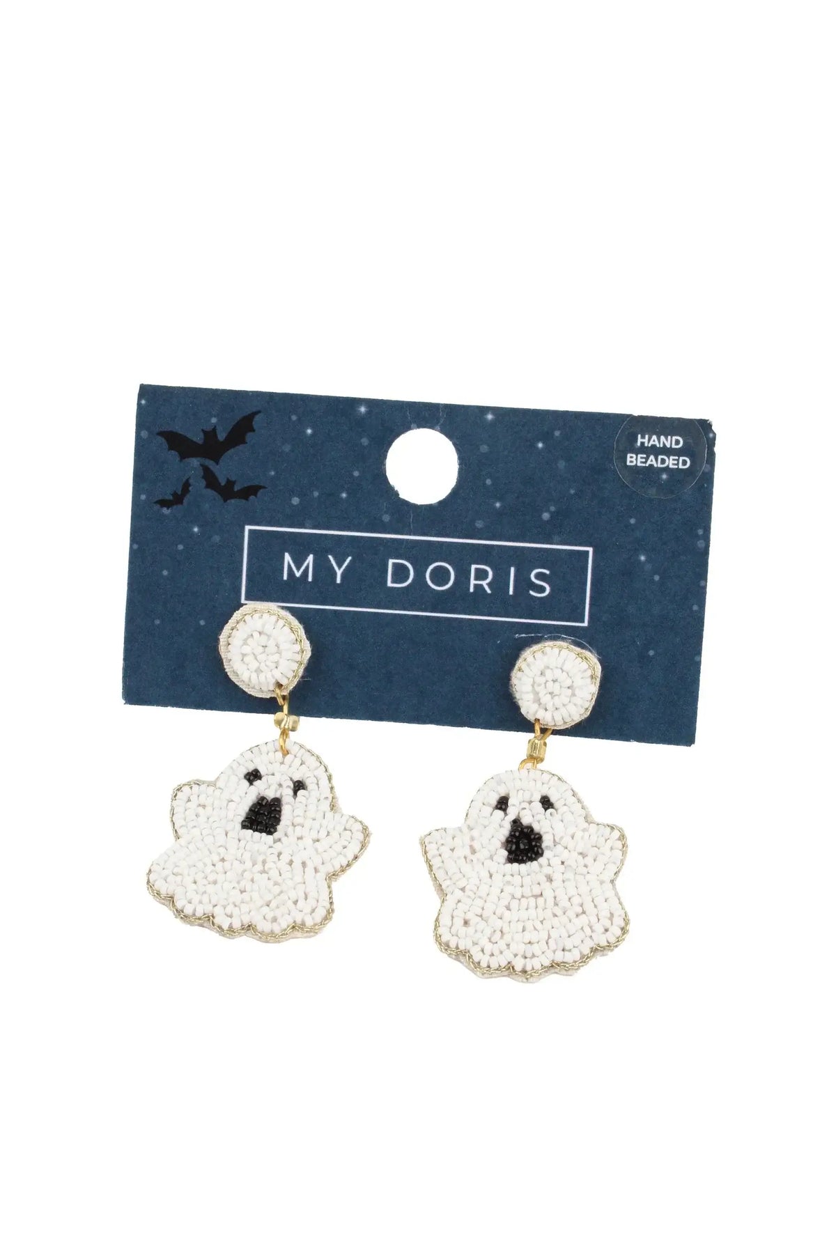 Halloween White Ghost Beaded Earrings