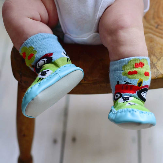 Childrens Tractor Moccasin Slippers