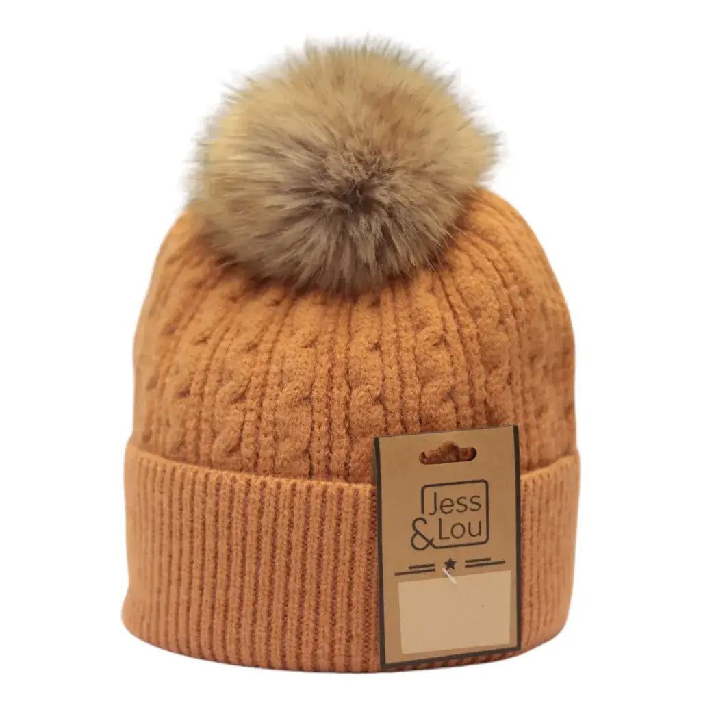 Jess & Lou - Unisex Cable Bobble Hat