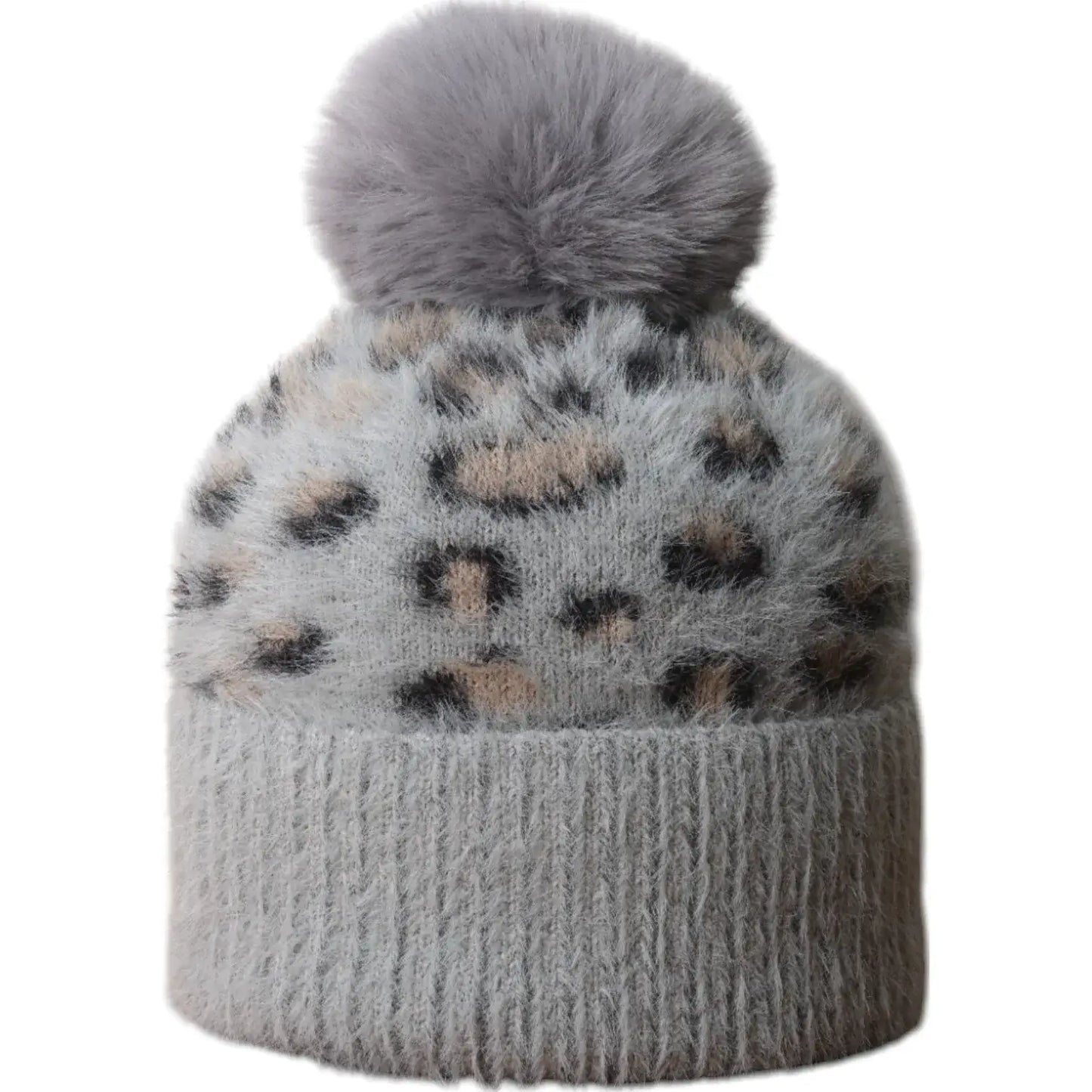 Jess & Lou - Leopard Fluffy Bobble Hat