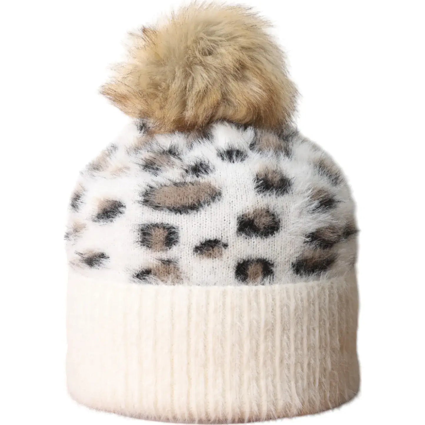 Jess & Lou - Leopard Fluffy Bobble Hat