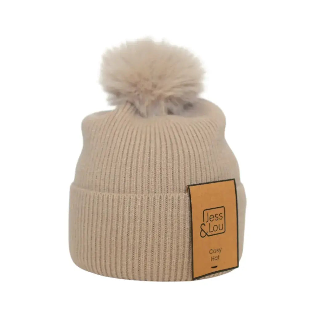 Jess & Lou - Oatmeal Unisex Rib Bobble Hat