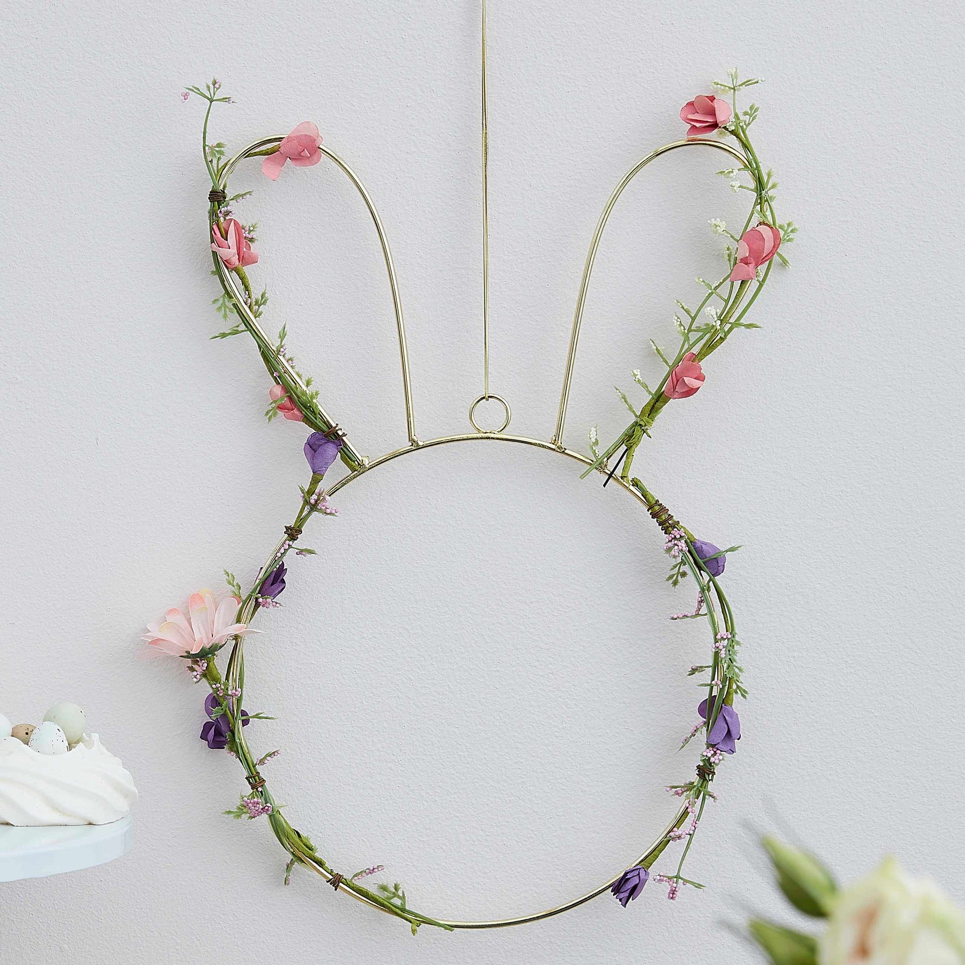 Contemporary Easter Bunny Wreath with Foliage