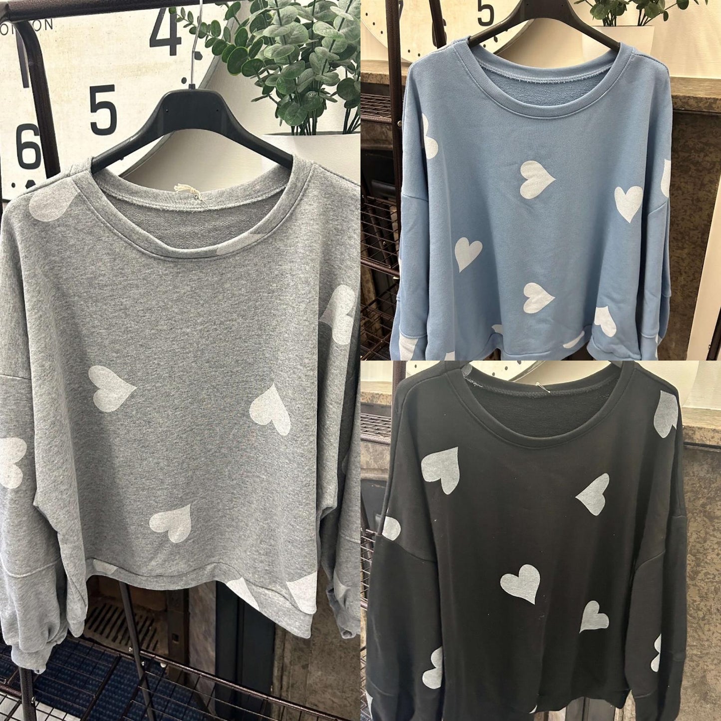 Heart Puff Sleeve Sweatshirt