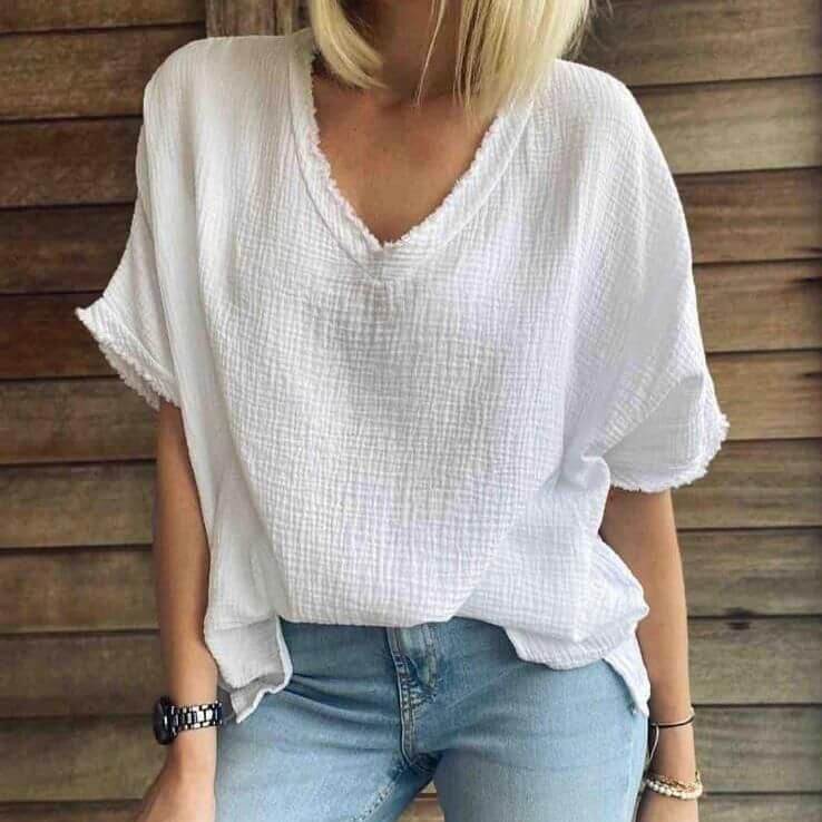Lottie Cheesecloth V Neck Top
