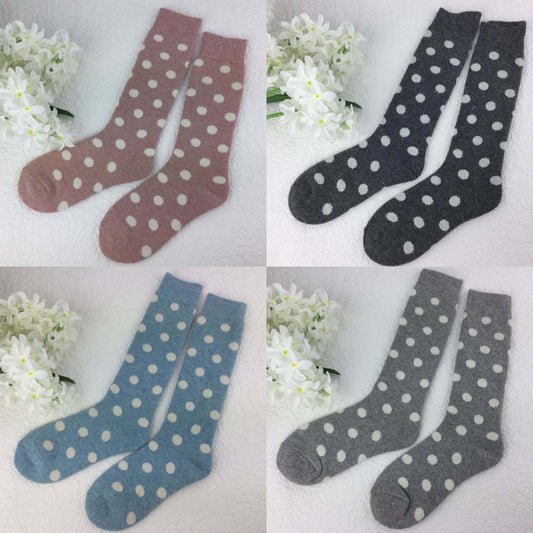 Weelis Wool Mix Womens Long Spot Socks