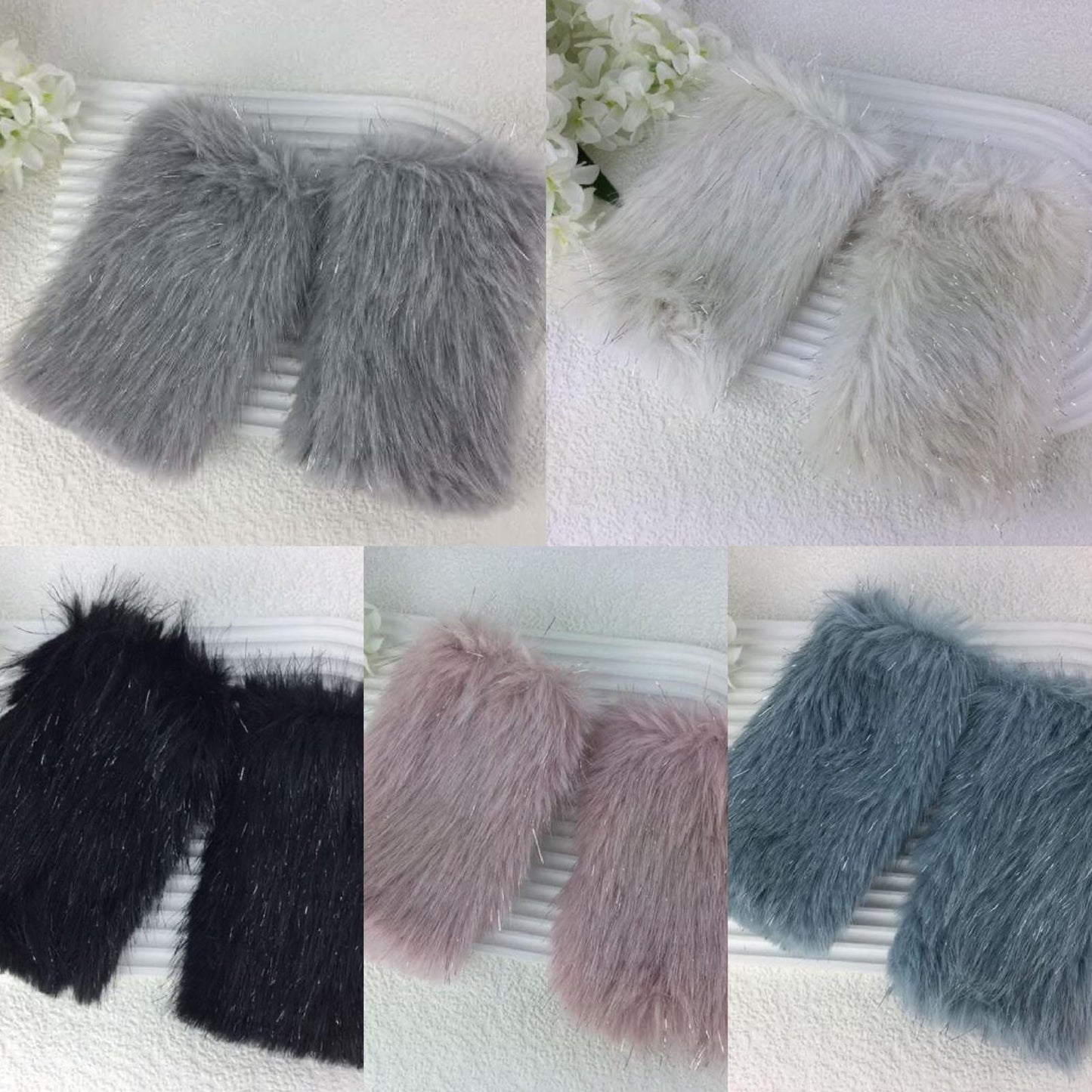 Fluffy Fingerless Glitter Mittens