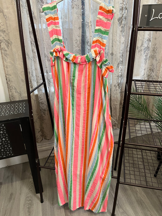 Viviana Stripe Frill Detail Maxi Sundress