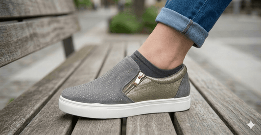 Ladies Diamante Zip Pump