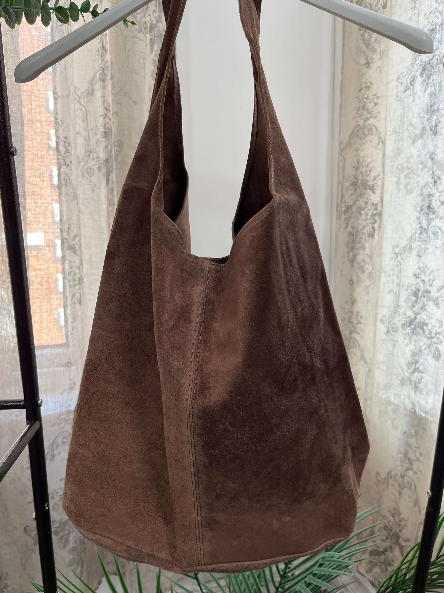 Real Suede Slouchy Hobo Bag