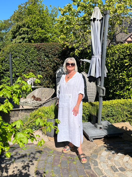 Eliza Hooded Linen Dress
