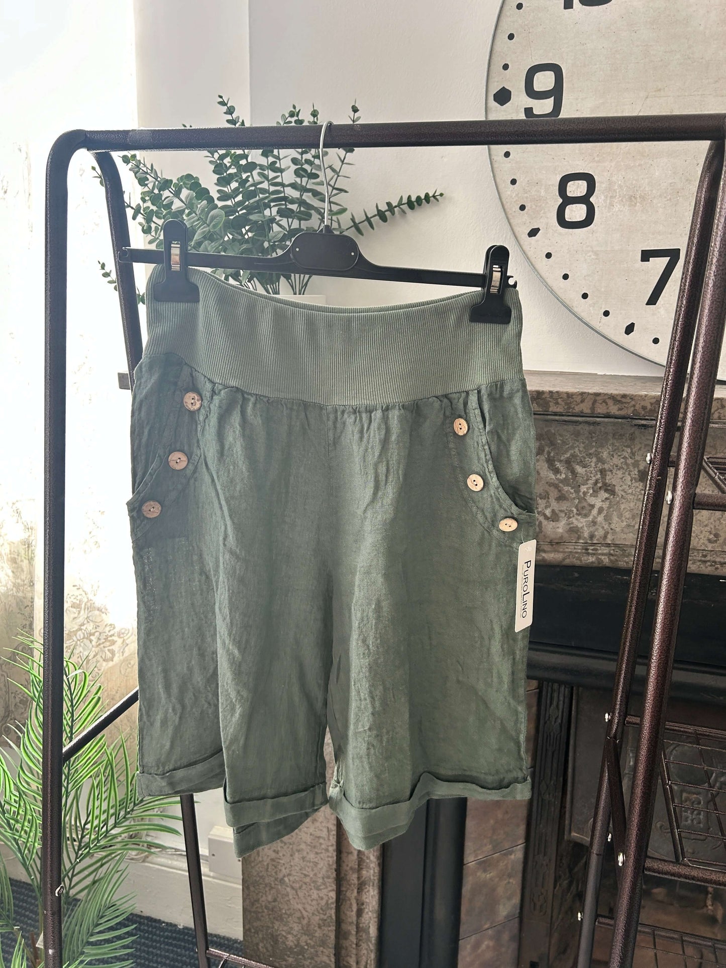 Made in Italy Linen Bermuda Knee Length Shorts