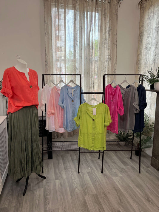 Atlanta One Button Boxy Slouchy Blouse