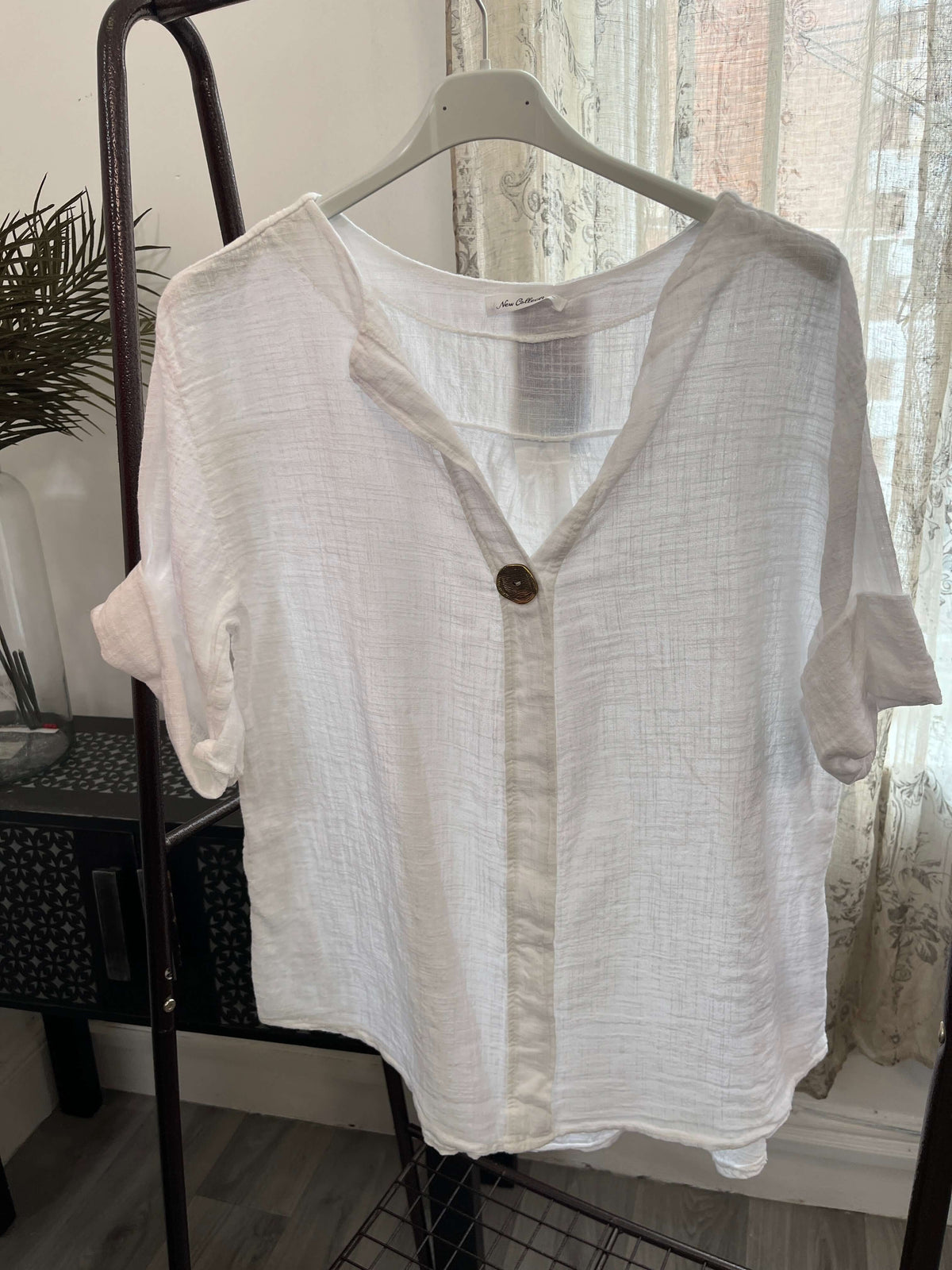 Atlanta One Button Boxy Slouchy Blouse