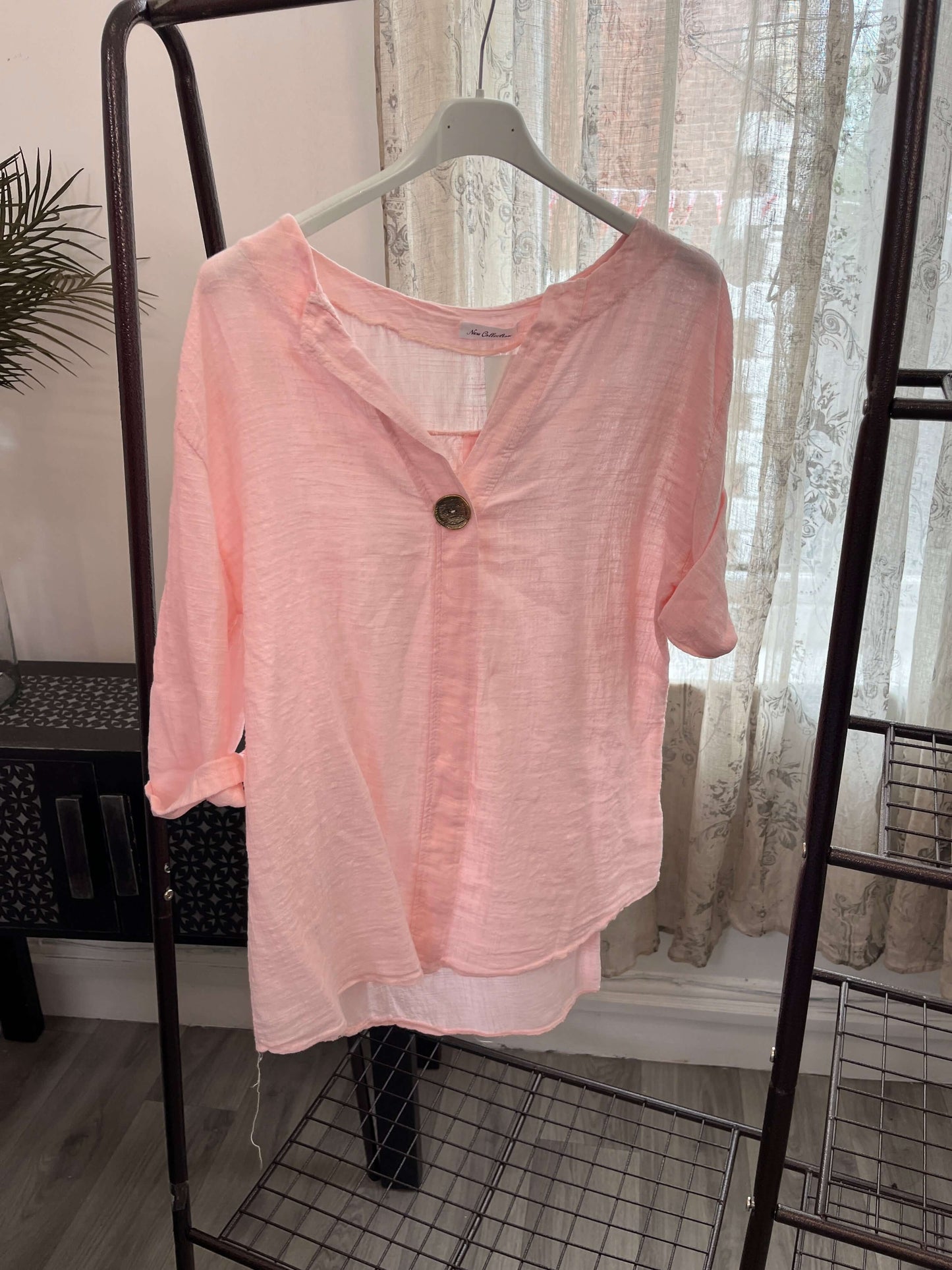 Atlanta One Button Boxy Slouchy Blouse