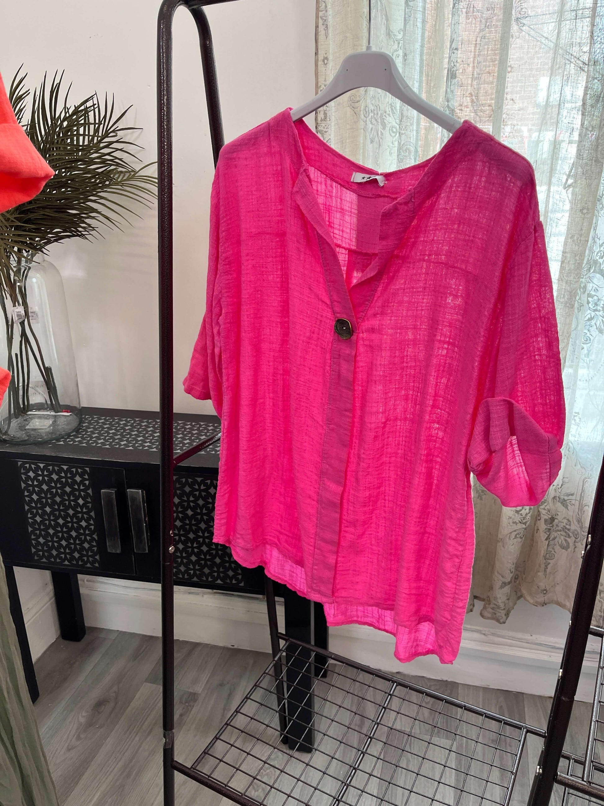 Atlanta One Button Boxy Slouchy Blouse